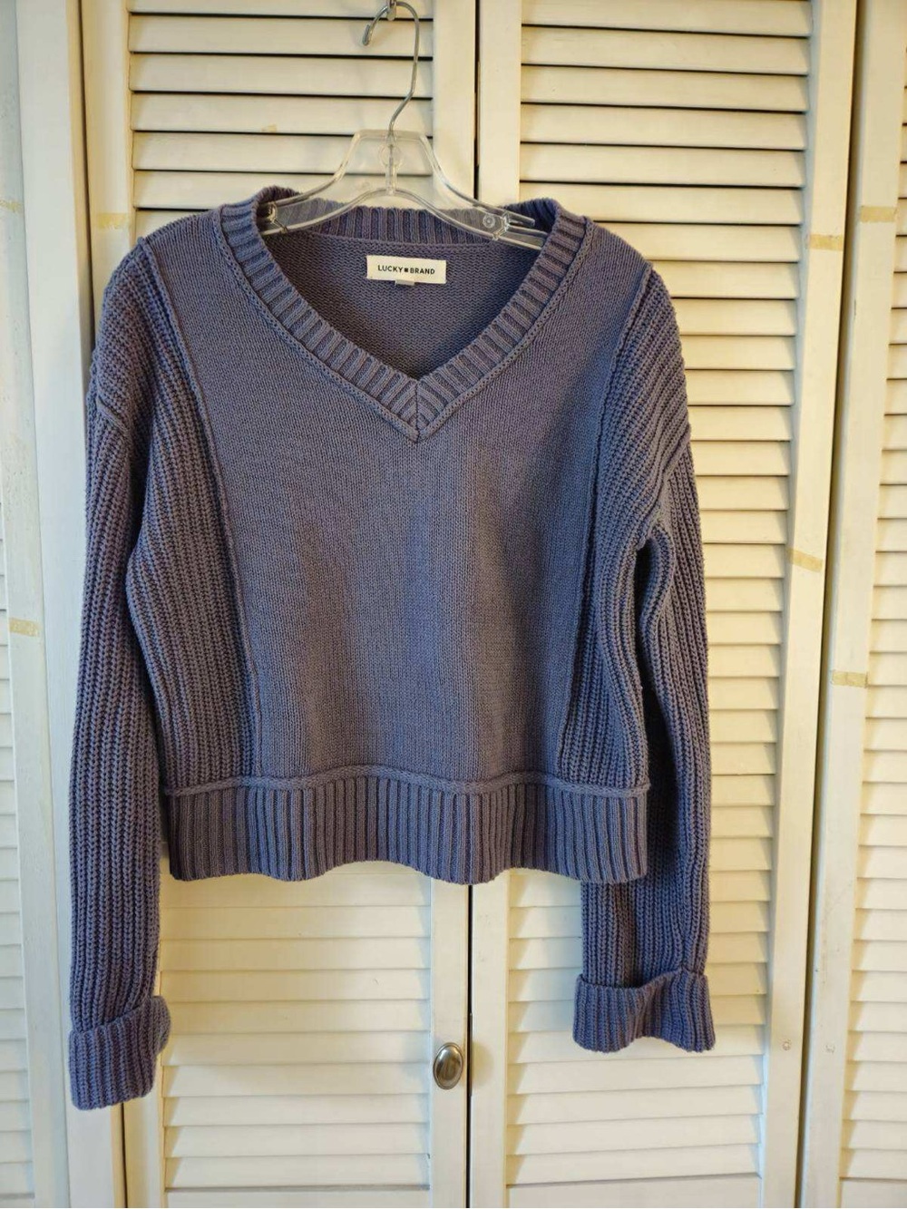 Lucky Brand cotton blend sweater. Slate blue.